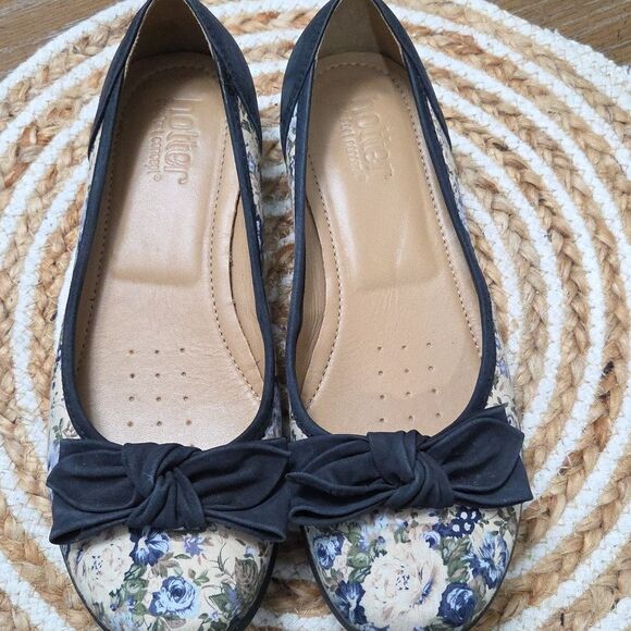 Hotter Comfort Concept Jewel Floral Bow Slip On Ballet Loafers NWOT 7.5 - Picture 2 of 9